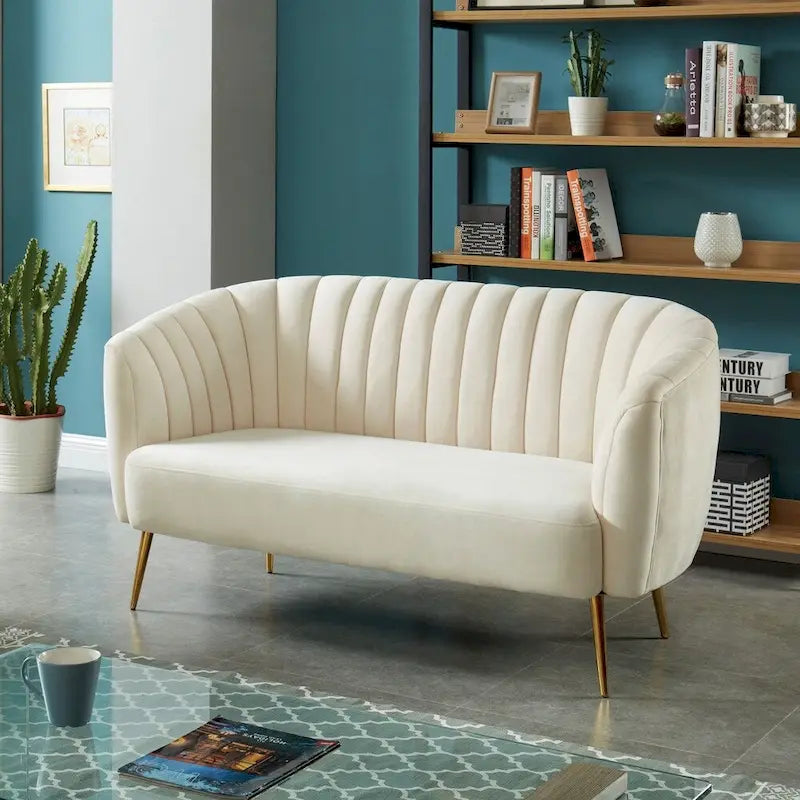 Albany zeitgemäßes Samt-Mikrofaser-Loveseat mit Knopfheftung von Silver Orchid