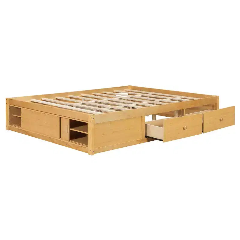 Struttura letto contenitore Whisen Queen con 4 cassetti e vano contenitore nella pediera