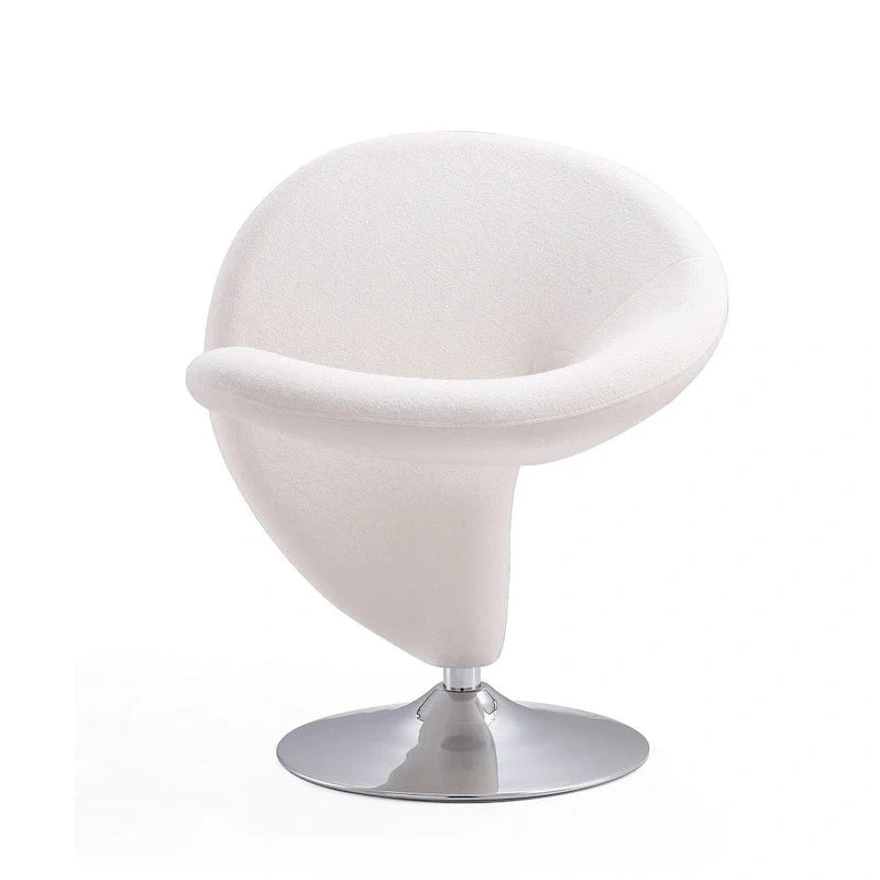 Poltrona girevole decorativa Curl Manhattan Comfort in misto lana e cromo (set da 2)