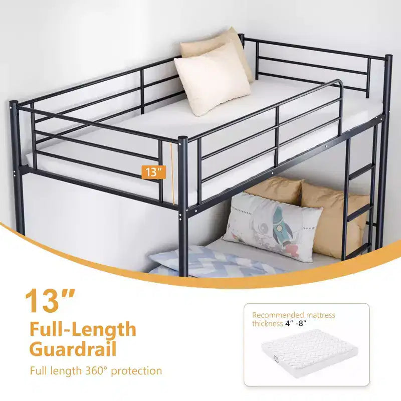 Lit superposé en acier Karl Home, 1 place au-dessus d’une place, avec échelle, pour chambre ou dortoir, enfants et adultes