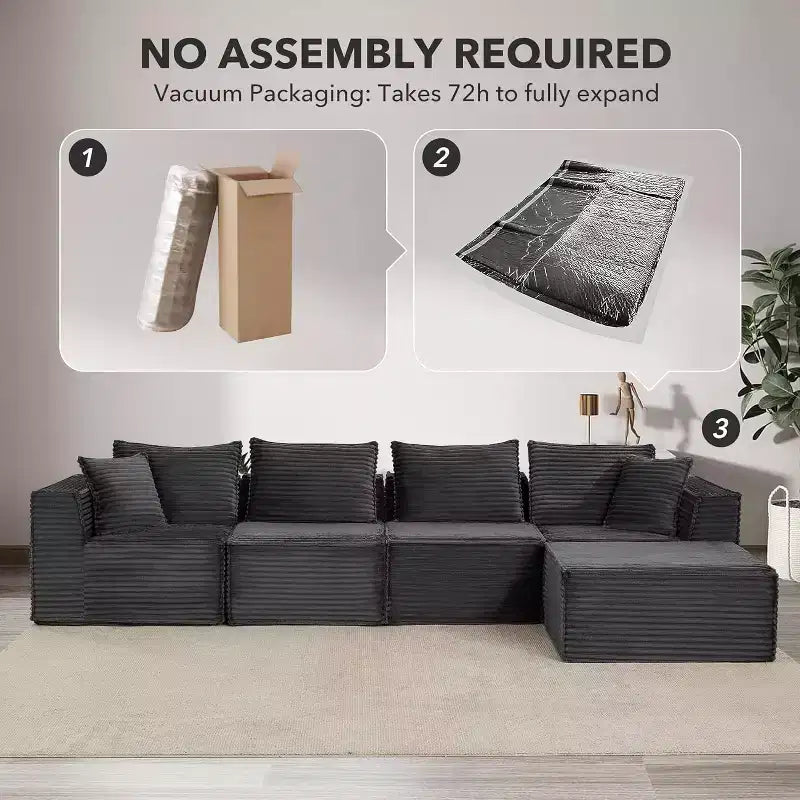 Canapé modulaire nuage de 107/ 137, canapé profond sans structure, canapé convertible confortable pour le sol avec poufs et mousse à mémoire de forme