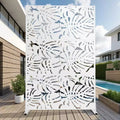 72H Raumteiler, rechteckiger freistehender Sichtschutz mit verzinktem Metallrahmen, Gartenzaun für Terrasse, weiß