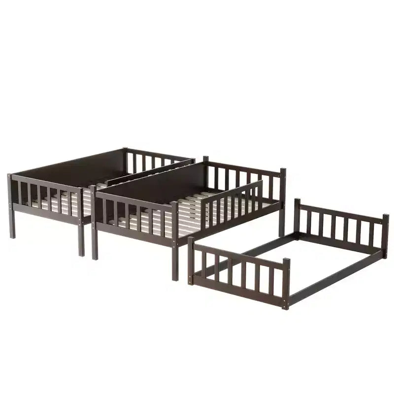 Letto a castello triplo per bambini, con tre letti singoli sovrapposti e separabili, scala e spondine, convertibile in 3 letti
