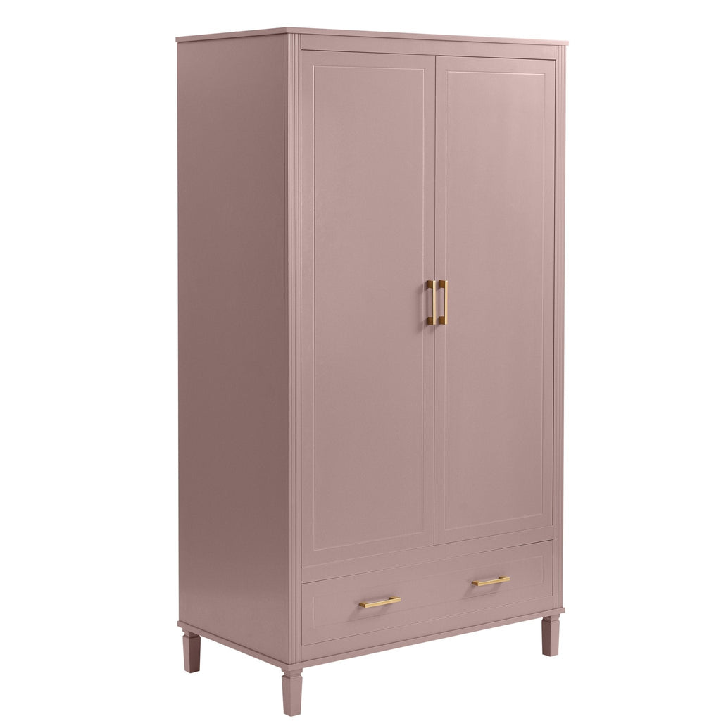 Armoire 2 portes avec tiroir - mauve poudré