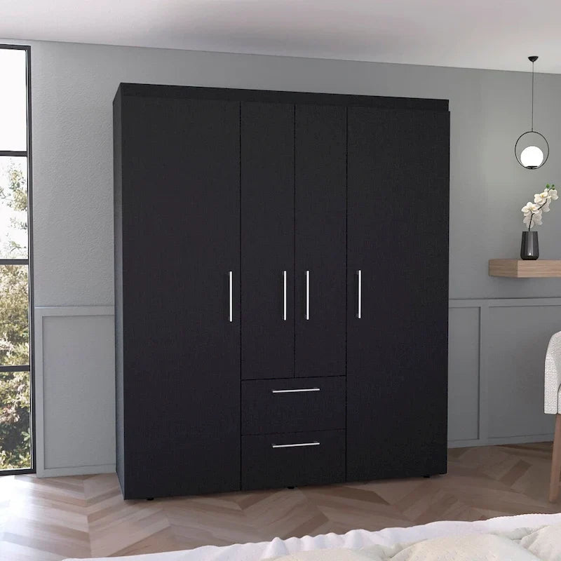 Armoire Bariloche avec tringles de penderie, étagères et 2 tiroirs