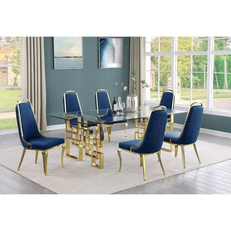Best Quality Furniture Große Esstischsets mit Glastisch