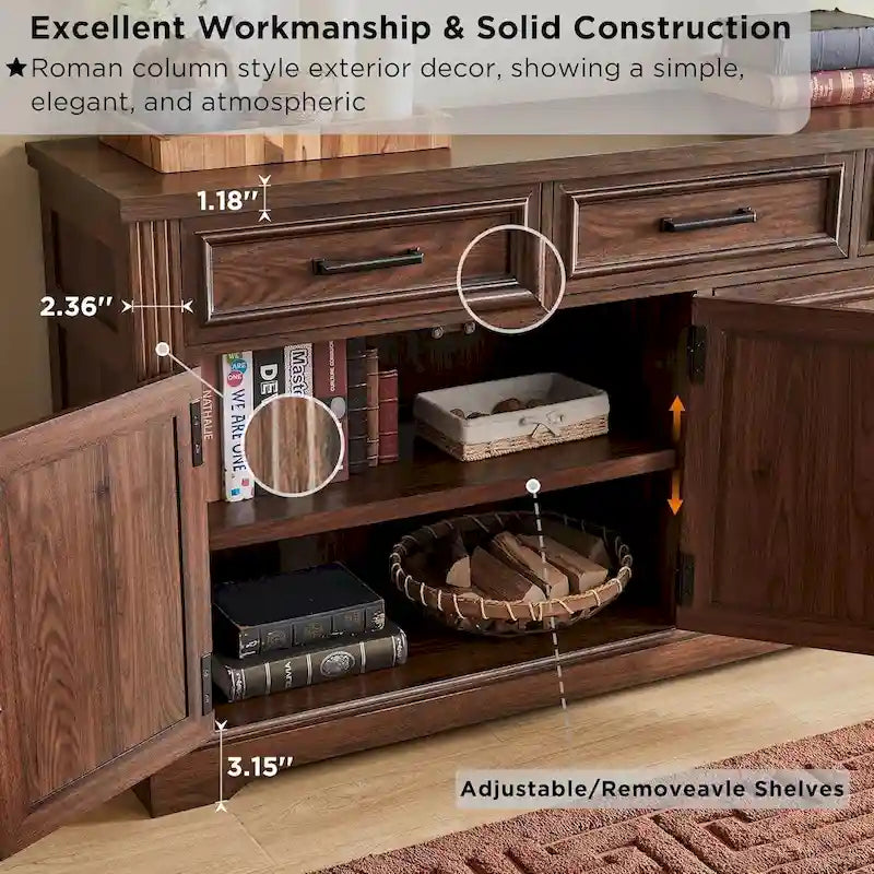 Credenza a buffet in stile rustico, mobile per angolo caffè o bar per vini per sala da pranzo - N/A