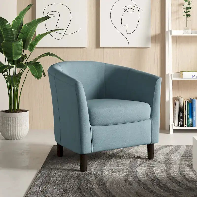 Poltrone d'accento moderne a barile, accoglienti, con braccioli, stile club