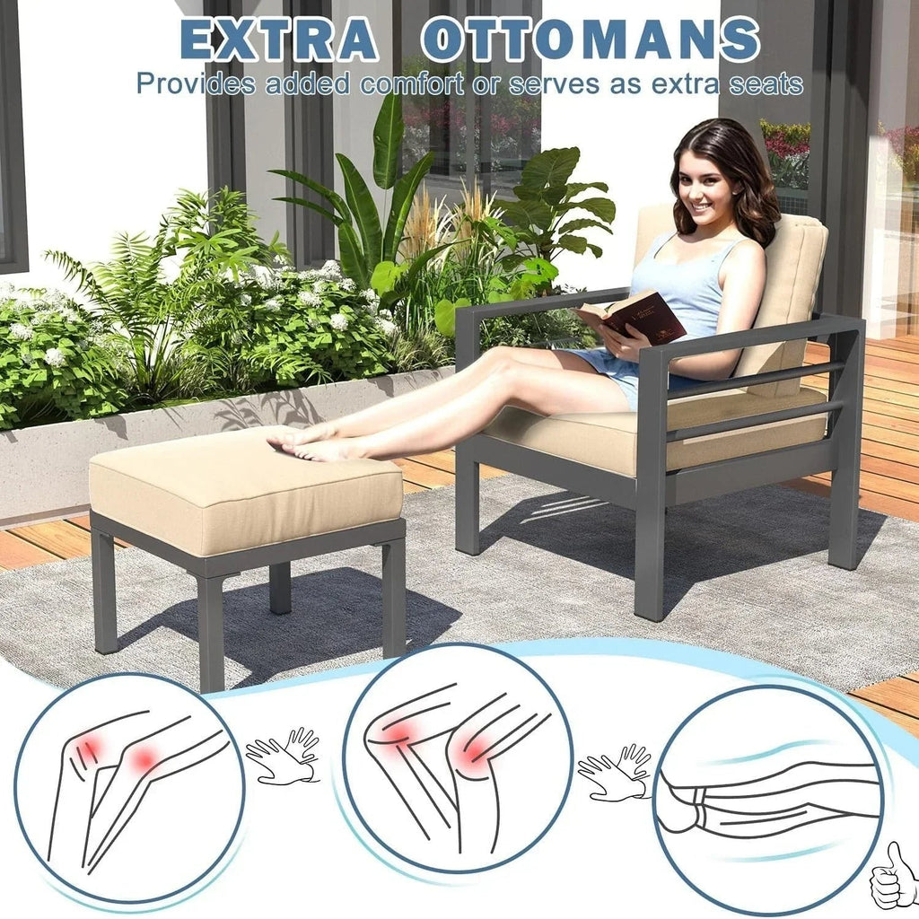 Ensemble de mobilier de jardin en aluminium AECOJOY de 7 pièces, salon de jardin