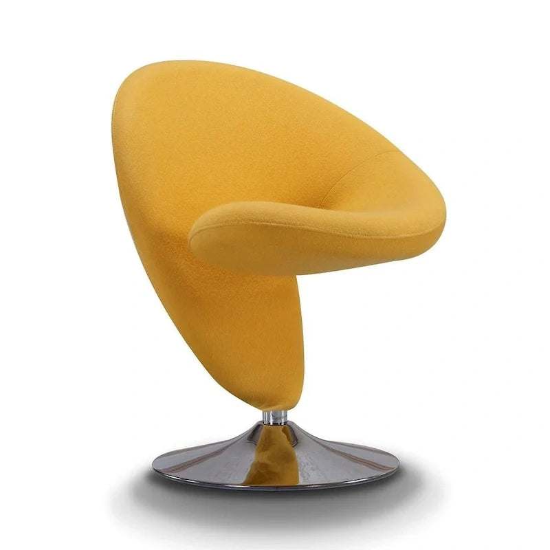 Poltrona girevole decorativa Curl Manhattan Comfort in misto lana e cromo (set da 2)