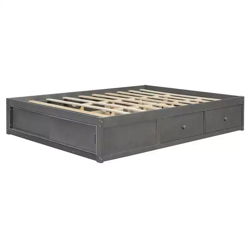 Struttura letto contenitore Whisen Queen con 4 cassetti e vano contenitore nella pediera