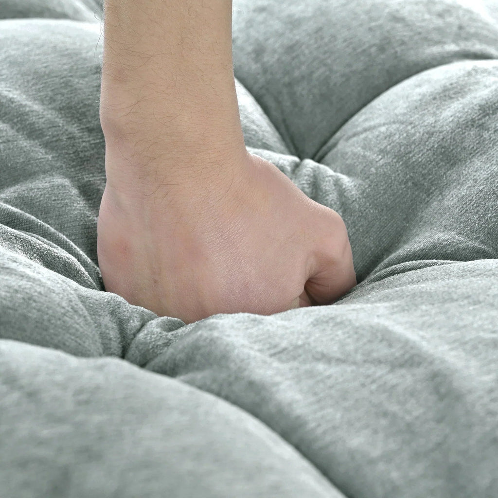 Chaiselongue-Schlafsofa aus Chenille, gepolstertes Sofa mit gesteppter Rückenlehne und 2 abnehmbaren Kissen für das Wohnzimmer