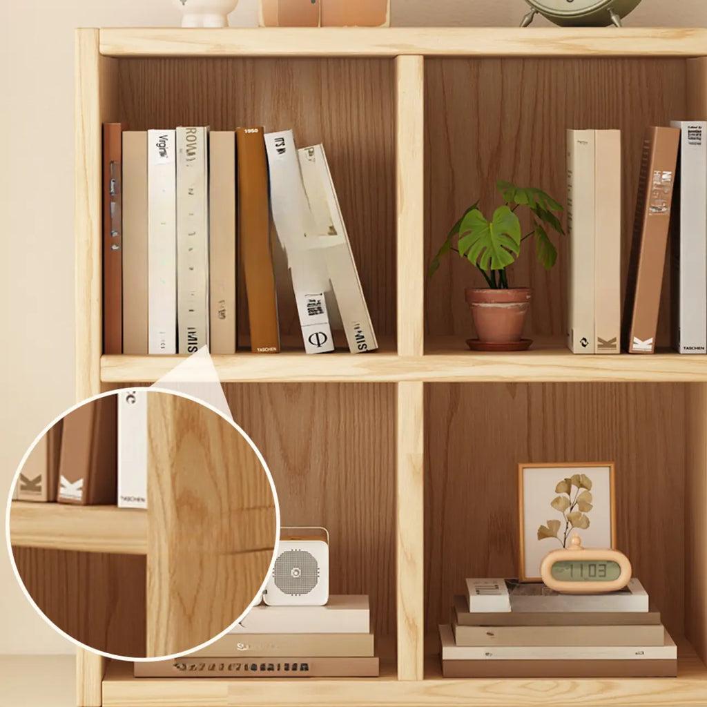 Moderne horizontale houten boekenkast met 8 vakken en naturel afwerking