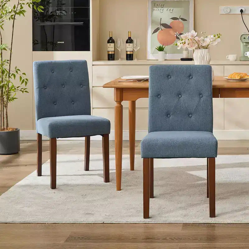 Esszimmerstühle im Parsons-Stil mit Knopfheftung, 6er- / 4er-Set - gepolsterte Küchenstühle aus Stoff mit Holzbeinen und gepolsterten Sitzflächen - Möbel für Wohnzimmer und Küche
