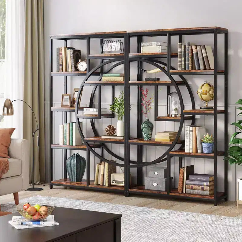Lantine Bücherregal mit 5 Ebenen und 9 offenen Ablagefächern