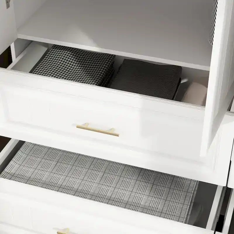 93.9H/74.2H Kleiderschrank, Garderobenschrank mit Kleiderstange, Schubladen und Stauraum