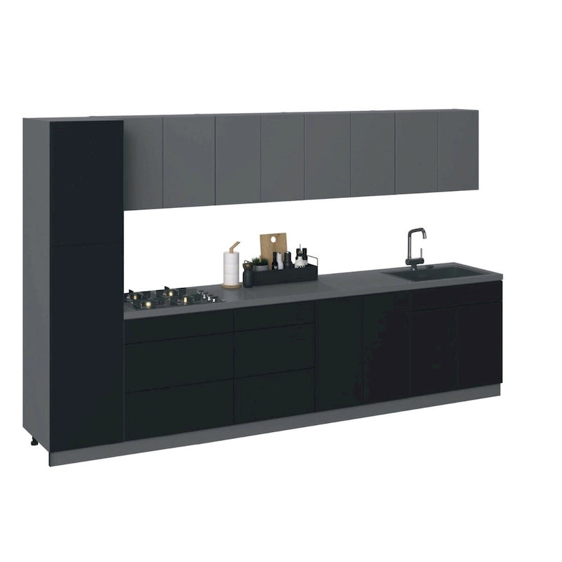 Collezione cucina elegante, base nera, misura 11Ft di larghezza - 135x24