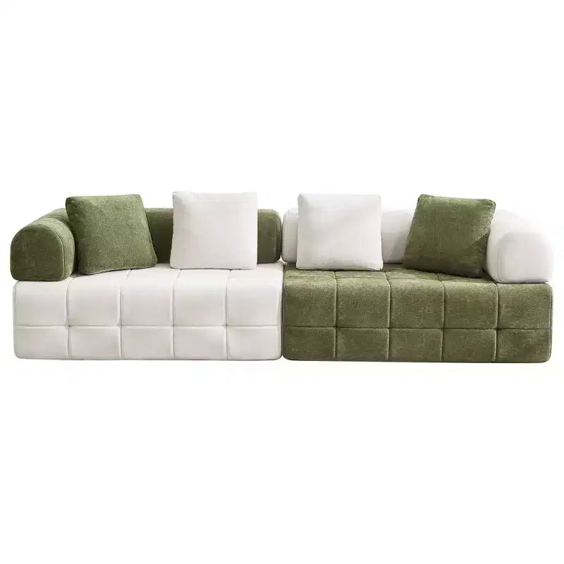 110.23 in. W modulares 4-Sitzer-Chenillesofa im Colorblock-Design mit geschwungenen Armlehnen