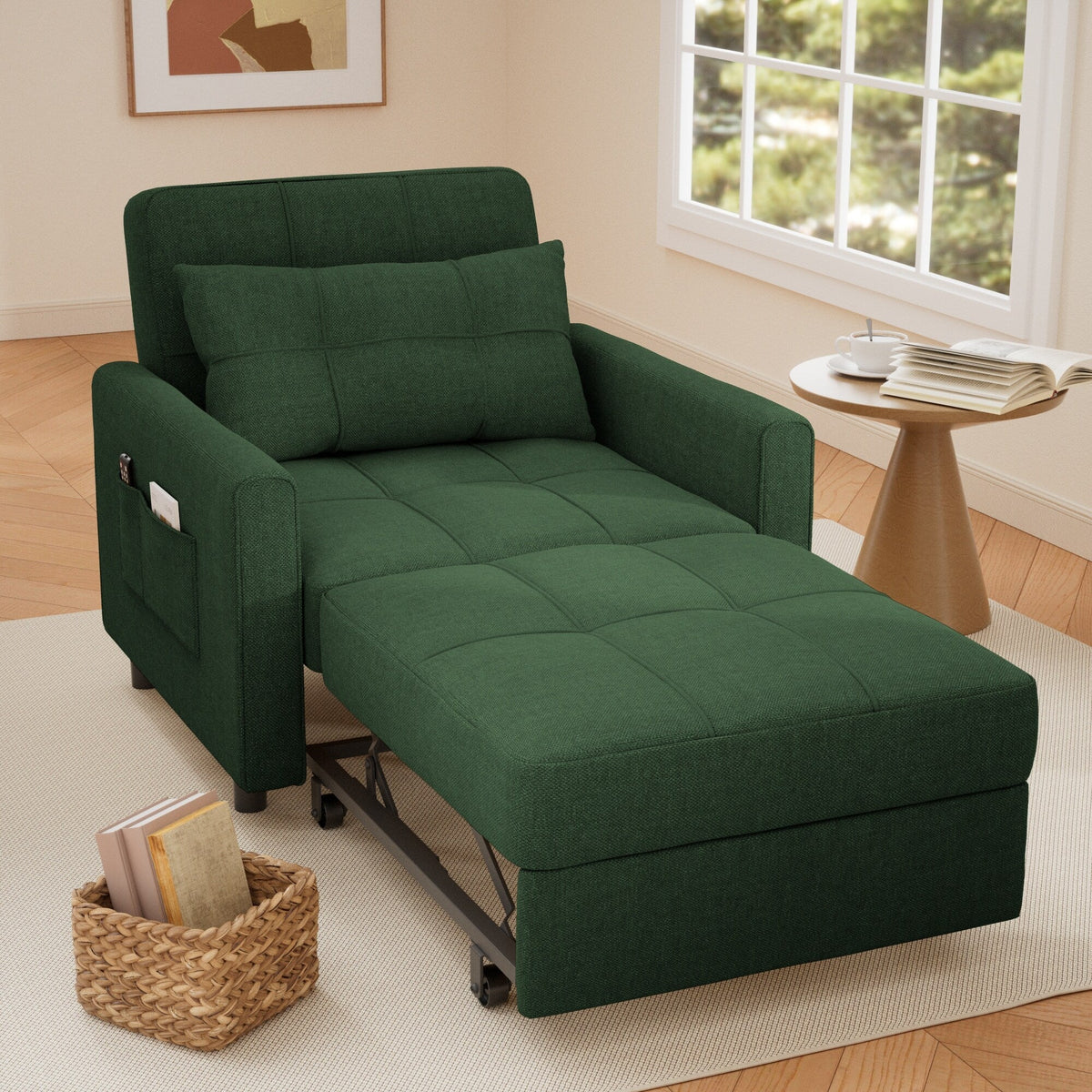 Canapé-lit convertible 3 en 1 avec réglage ajustable, fauteuil-canapé avec lit escamotable, lit pliant convertible pour le salon
