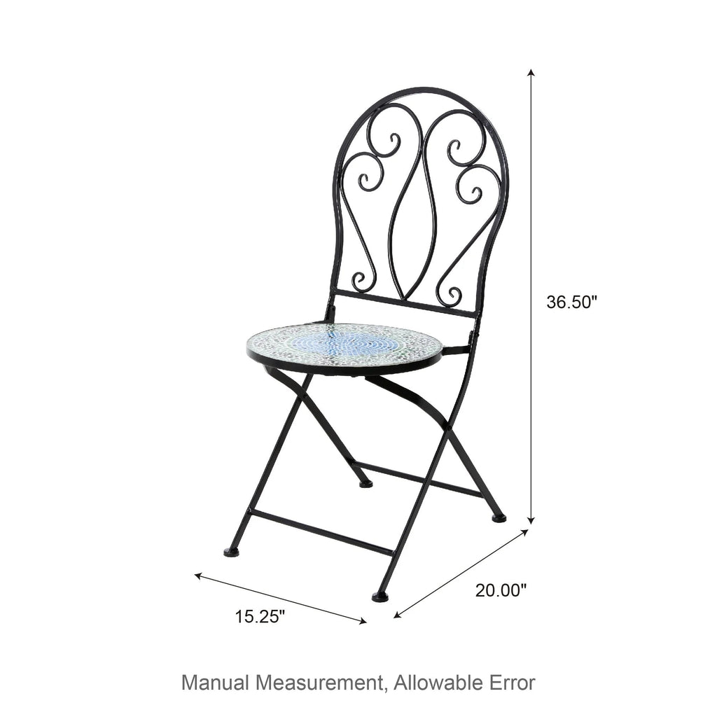 Glitzhome Outdoor Metal Folding Bistro Set 3PCS Patio Table Chairs