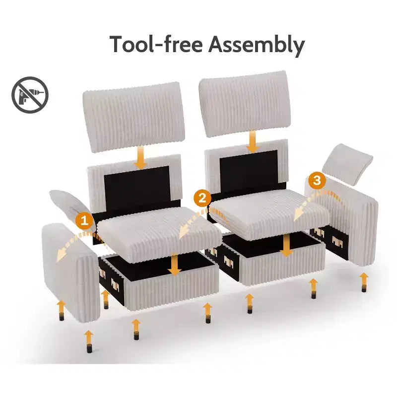 Modulares Cordsofa von Dyonery mit waschbaren Bezügen