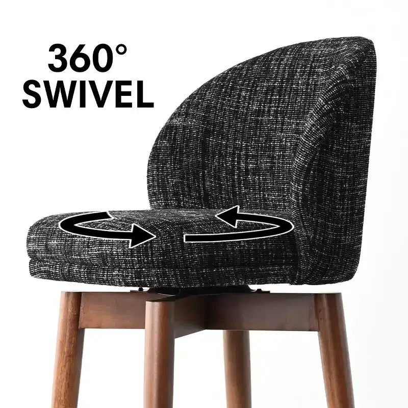 Set of 2 Modern Swivel Counter Stools with Upholstered Seat, 360 Rotating Kitchen Island or Home Bar Chairs with Solid Wood Legs-Panipeachy