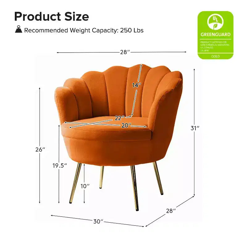 Comfy Barrel Chair with Golden Metal Legs, Living Room Accent Chair