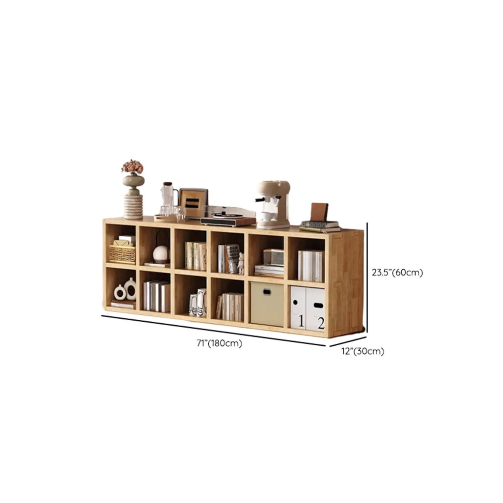 Moderne horizontale houten boekenkast met 8 vakken en naturel afwerking