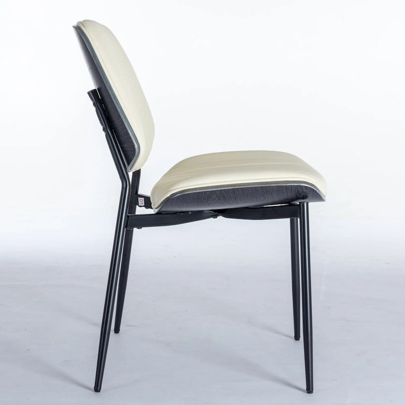 2PCS Faux Leather Chair with Metal Legs