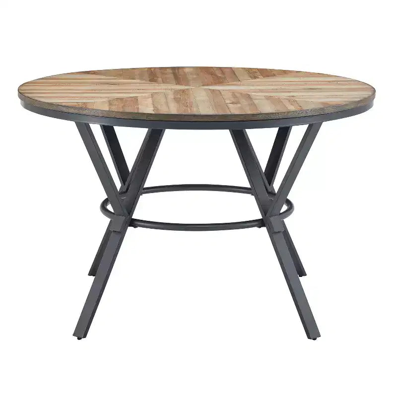 Set da pranzo da 5 pezzi con 4 sedie e tavolo rotondo/quadrato, nero+naturale/noce-ModernLuxe