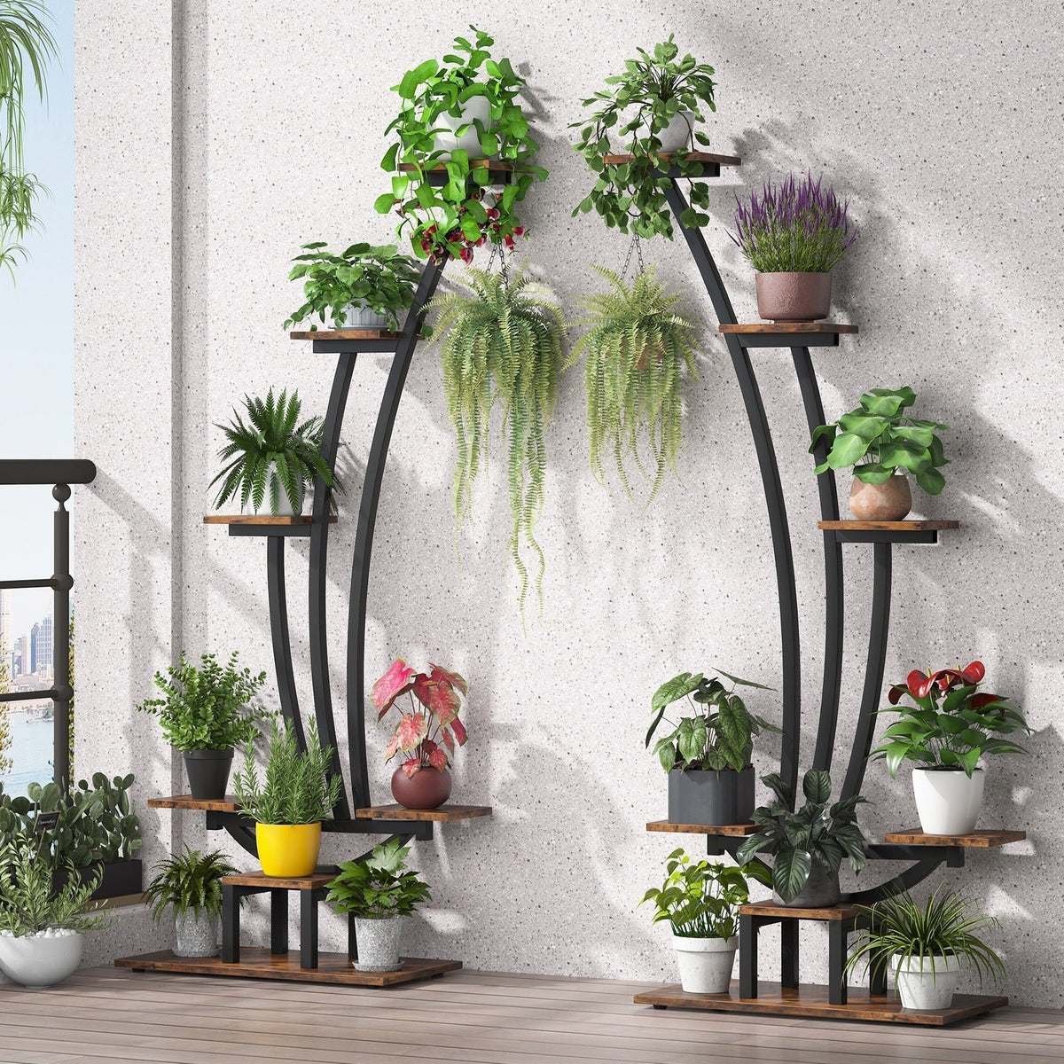 Pflanzenständer für Innenräume, sechsstufiges Blumenregal für Haus und Garten - 2er-Set