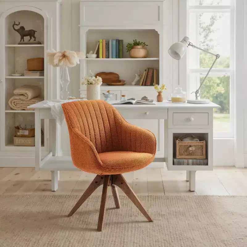 Art Leon comfortabele draaibare fauteuil van stof met poten van massief eikenhout