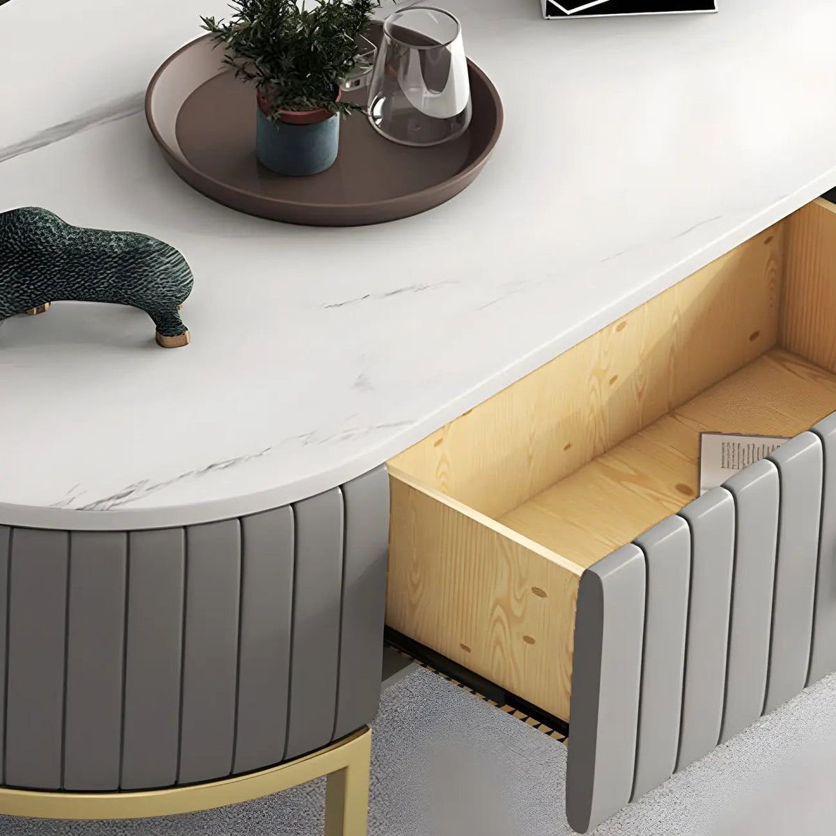 Mobile TV contenitore Glam grigio marmo da 79 con gambe