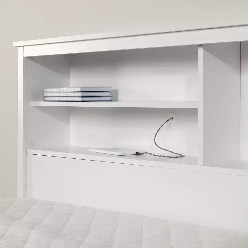 Testiera libreria per letto singolo Vito Kids bianco puro - South Shore: testiera moderna con ripiani, in truciolato
