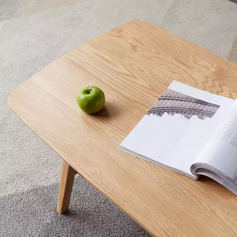 GDFStudio Wright moderne rechthoekige salontafel van massief eikenhout met opbergplank
