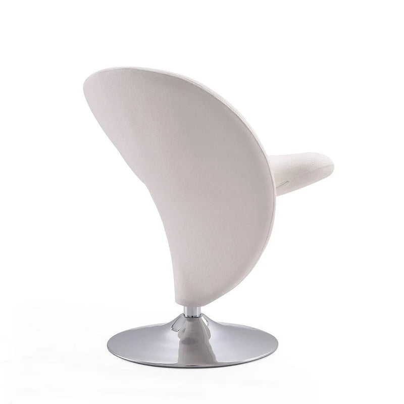 Poltrona girevole decorativa Curl Manhattan Comfort in misto lana e cromo (set da 2)