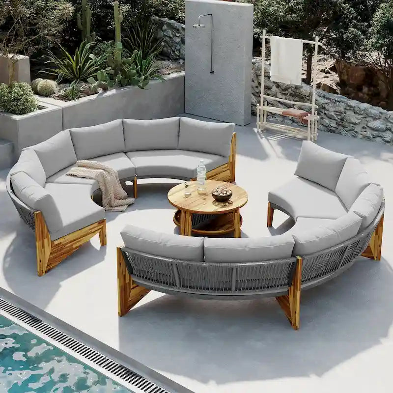 Gartensitzgruppe für 6 Personen mit Polstern und 1Couchtisch