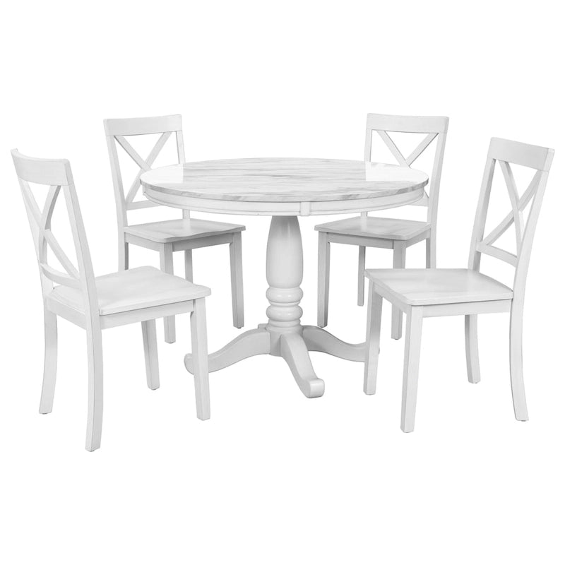 Eetkamertafel met stoelen, set van 5 stuks voor 4 personen