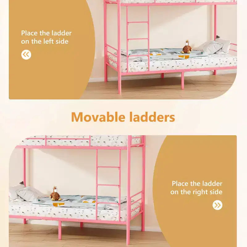 Lit superposé en acier Karl Home, 1 place au-dessus d’une place, avec échelle, pour chambre ou dortoir, enfants et adultes
