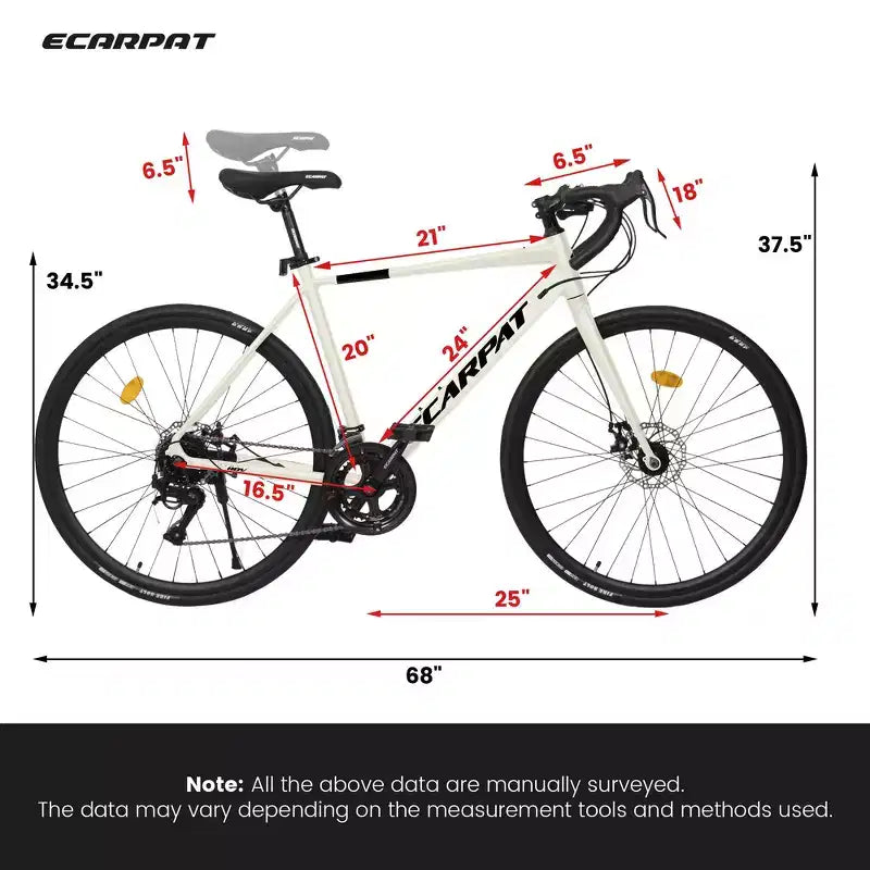 Whisen racefiets, lichtgewicht aluminium frame, schijfremmen, 16 versnellingen, snelle acceleratie, geschikt voor mannen en vrouwen