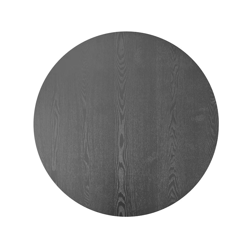 Moderne ronde salontafel van gefineerd massief hout met opbergruimte