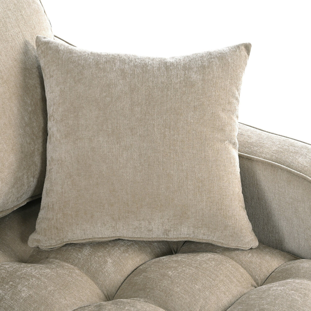 Chaiselongue-Schlafsofa aus Chenille, gepolstertes Sofa mit gesteppter Rückenlehne und 2 abnehmbaren Kissen für das Wohnzimmer