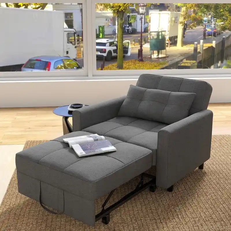 3-in-1-Ausziehbarer Schlafsessel mit Schlaffunktion, umwandelbares, verstellbares und faltbares Polstersofa
