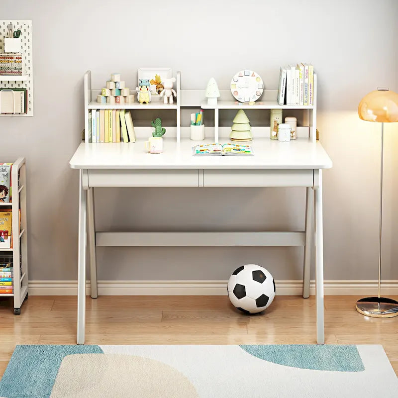 Bureau pour enfant, table en bois avec étagère à livres - N/A