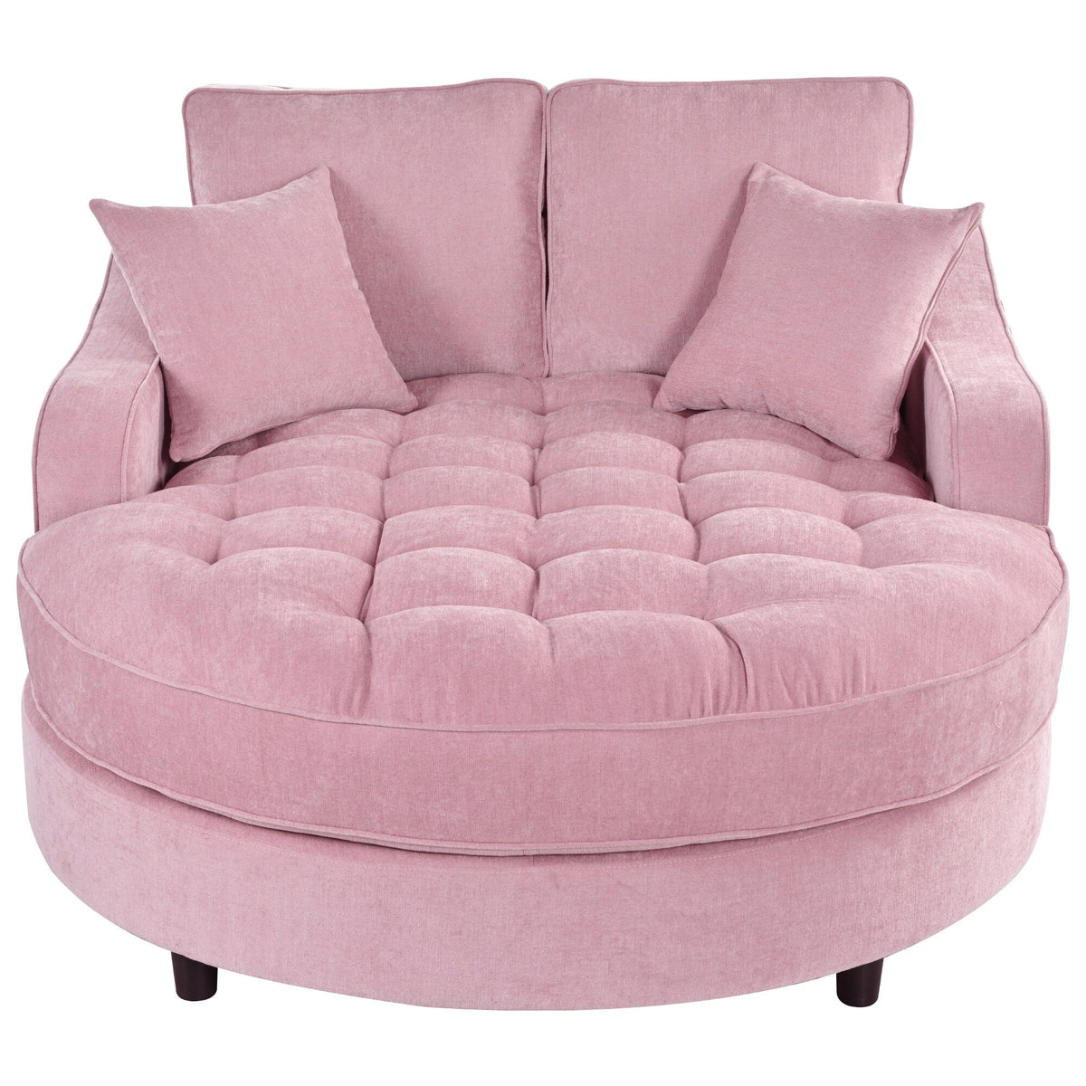 Chaiselongue-Schlafsofa aus Chenille, gepolstertes Sofa mit gesteppter Rückenlehne und 2 abnehmbaren Kissen für das Wohnzimmer