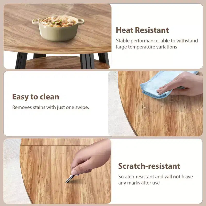 Ronde eettafel van 47 voor 4 personen, ronde eettafel met middenpoot voor keuken en eetkamer, ruimtebesparend houten keuken- en eetkamermeubel