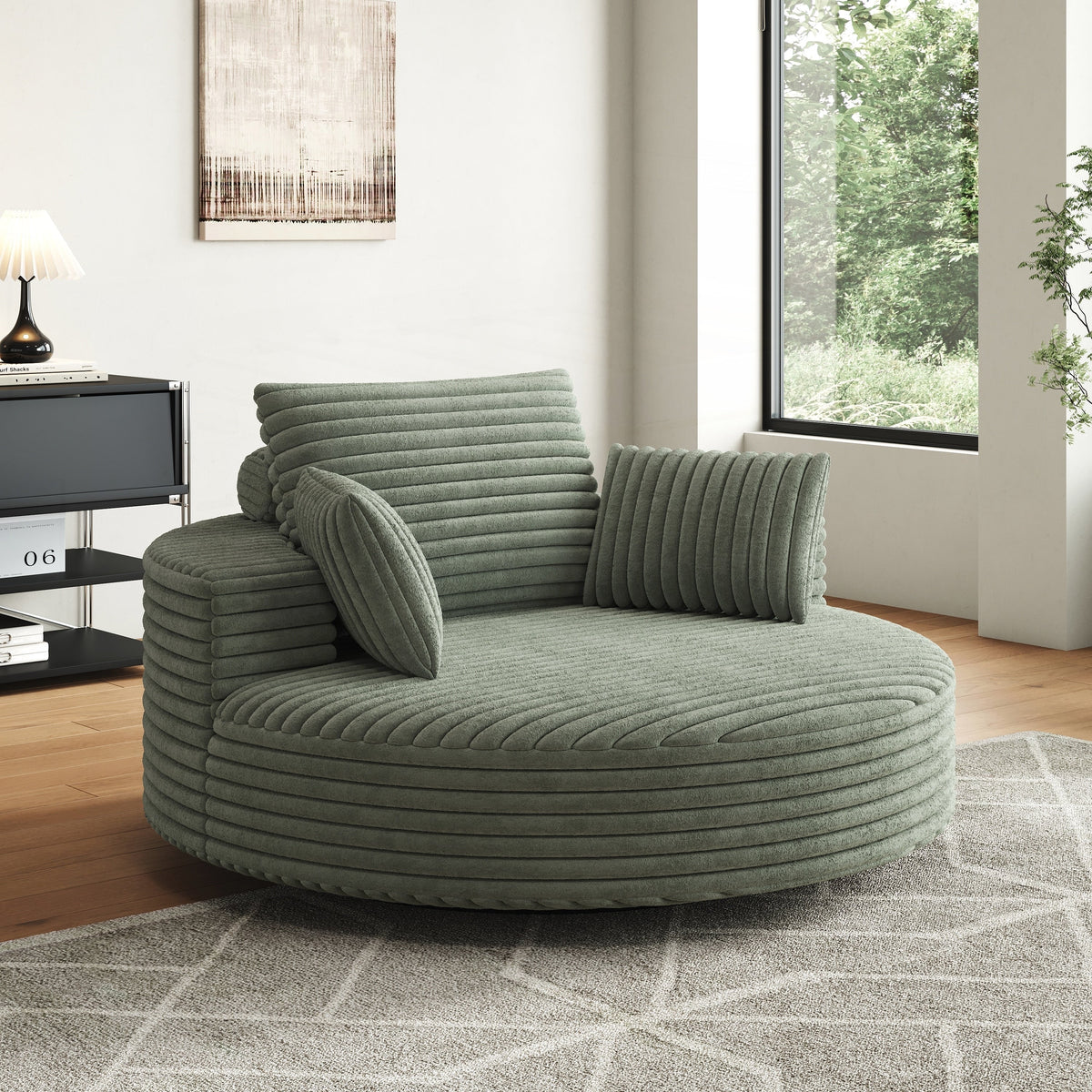 Einzelsessel mit Cord-Chenille-Bezug und Schaumstoffpolsterung, drehbar