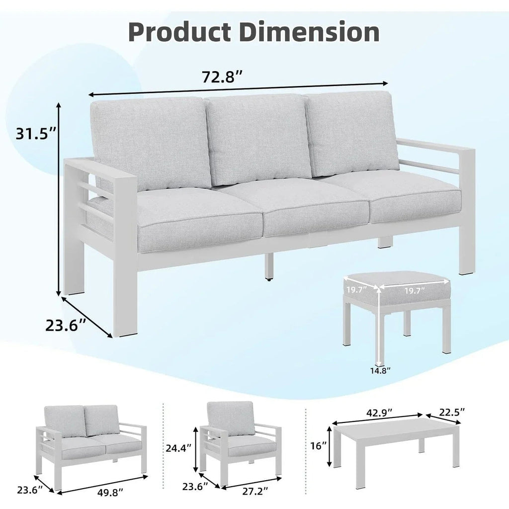 Ensemble de mobilier de jardin en aluminium AECOJOY de 7 pièces, salon de jardin