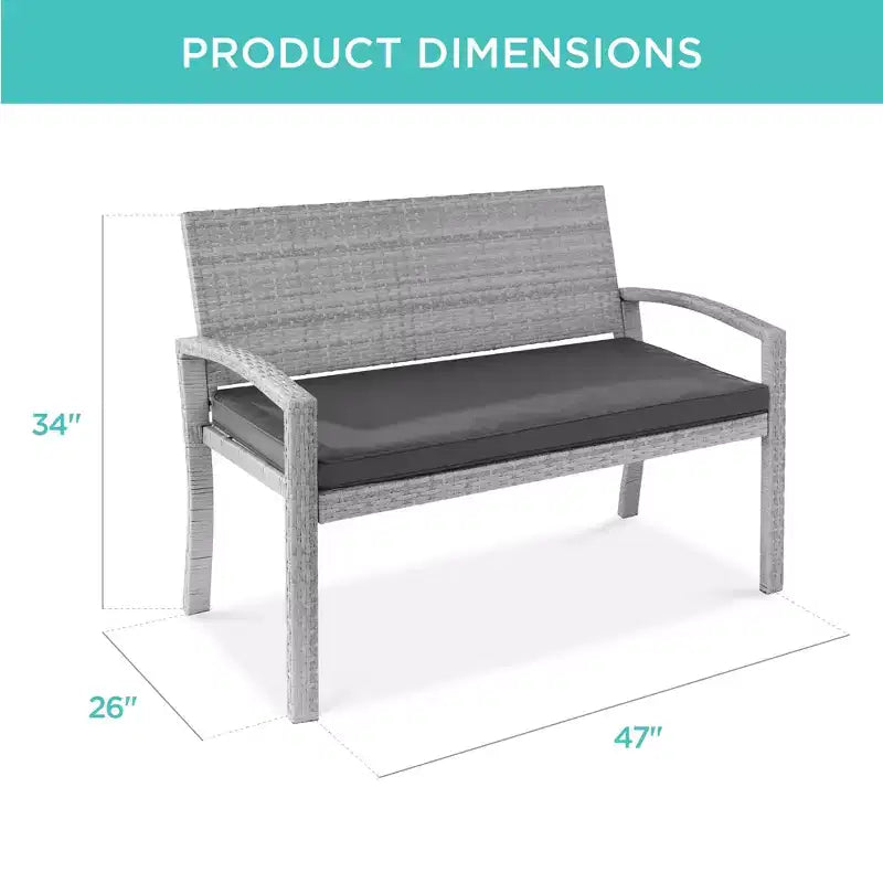 Best Choice Products Outdoor-Gartenbank aus Korbgeflecht für 2 Personen, Garten- und Terrassenmöbel mit einer Tragkraft von 700lb, Kissen
