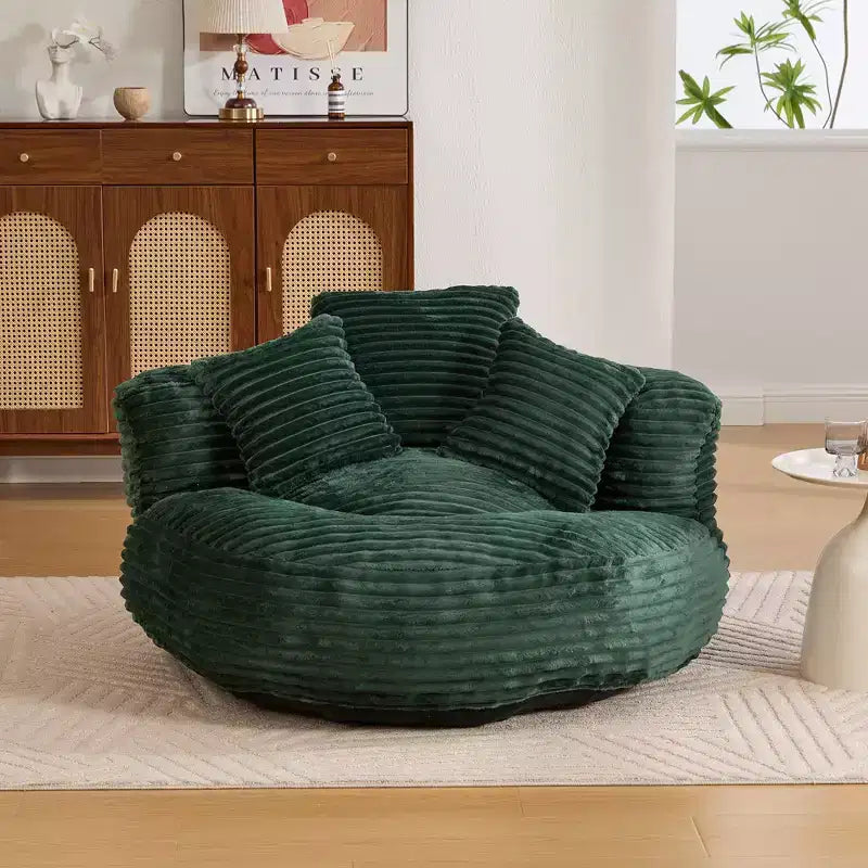 Sitzsacksofa für Erwachsene und Kinder, übergroßer Cord-Sitzsack mit 3 Kissen und Armlehnen für Wohnzimmer und Schlafzimmer - ModernLuxe
